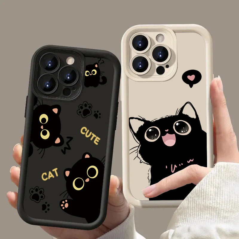 Lovely Black Cat Silicone Phone Case