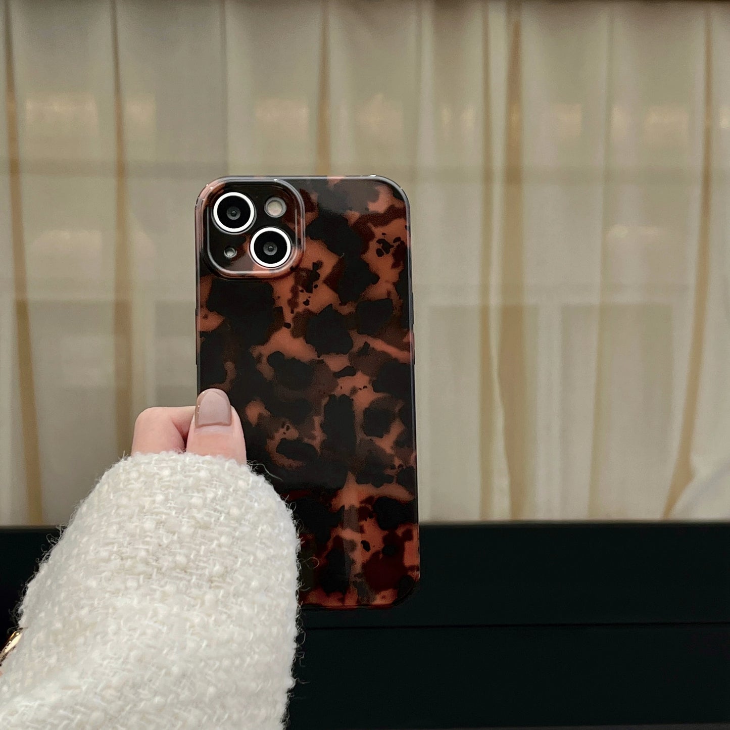 Stylish Dark Color Tortoiseshell Amber Soft Glossy Phone Case