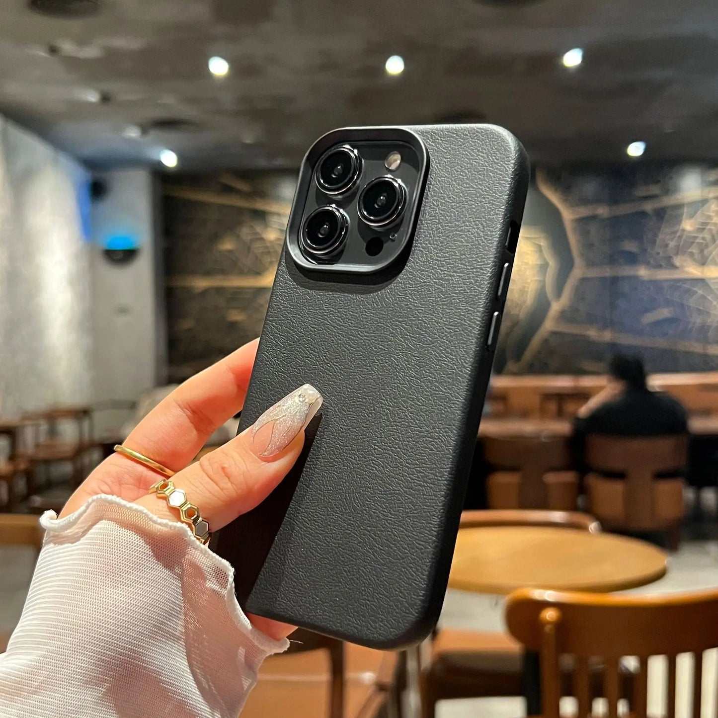 Luxury Silicone Litchi Lines Leather Phone Case