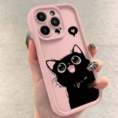 Lovely Black Cat Silicone Phone Case
