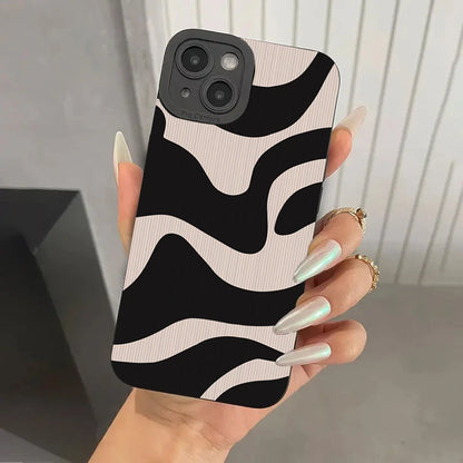 Fashion Zebra Stripes Lattice Pattern Silicone Phone Case