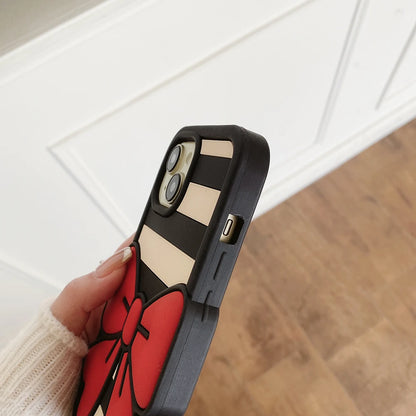 Kawai 3D Striped Bow Soft Silicone Phone Case