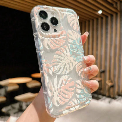 Summer Leaves Pattern Clear Phone Case
