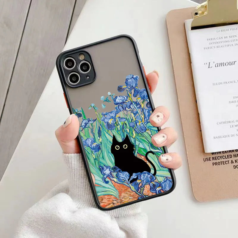 Oil Painting Van-Gogh Cat Hard Matte Phone Case