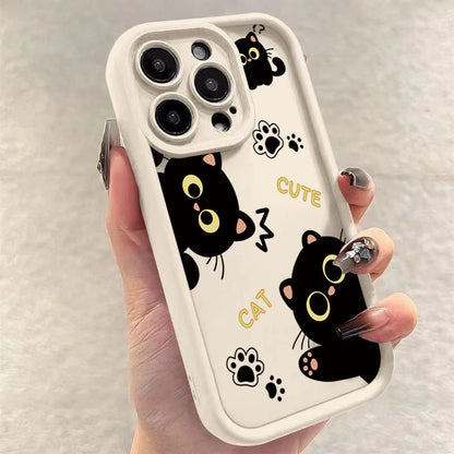 Lovely Black Cat Silicone Phone Case