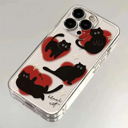 Lovely Love Heart Black Cat Phone Case