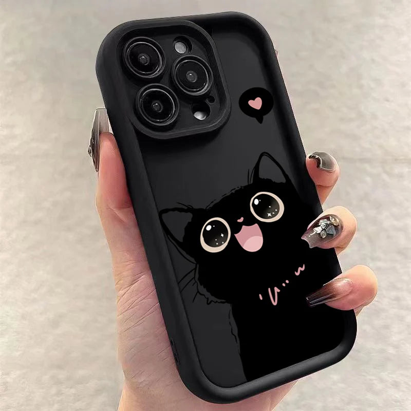 Lovely Black Cat Silicone Phone Case