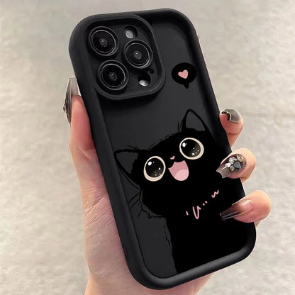 Lovely Black Cat Silicone Phone Case