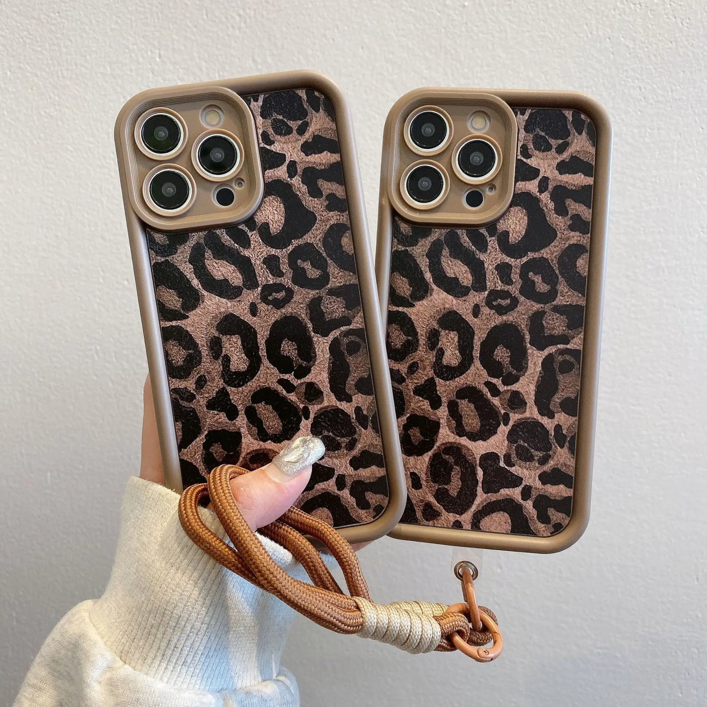 Leopard Print Pattern With Lanyard Phone Case