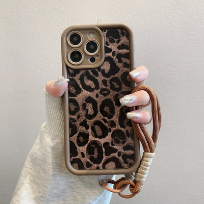 Leopard Print Pattern With Lanyard Phone Case