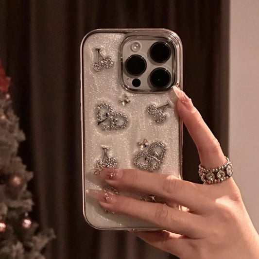 Luxury Creative Rhinestone Cherry Love Heart Phone Case
