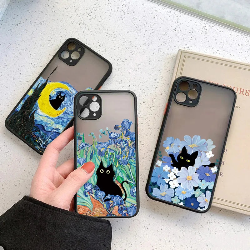 Oil Painting Van-Gogh Cat Hard Matte Phone Case