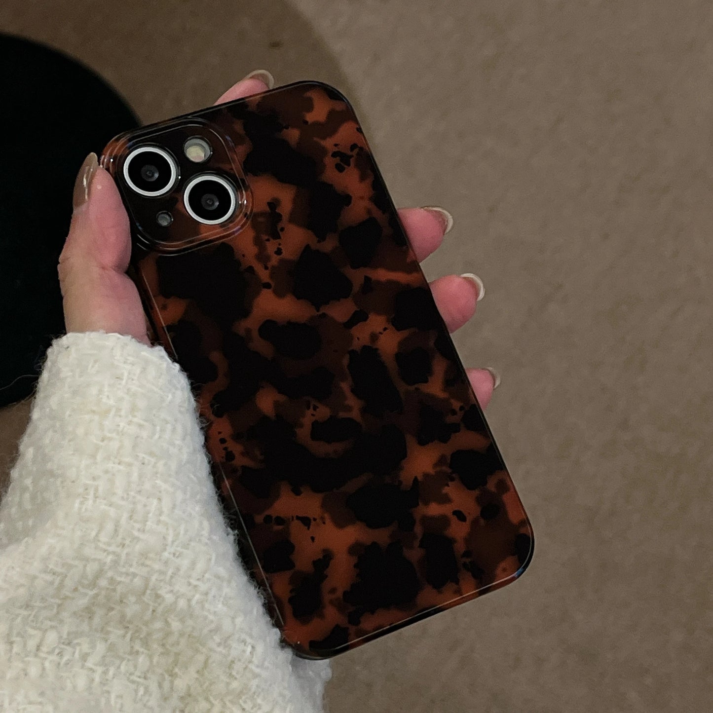 Stylish Dark Color Tortoiseshell Amber Soft Glossy Phone Case