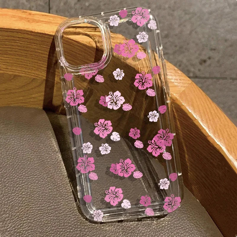 Summer Leaves Pattern Clear Phone Case