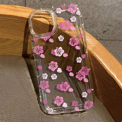 Summer Leaves Pattern Clear Phone Case