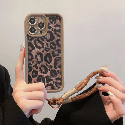Leopard Print Pattern With Lanyard Phone Case