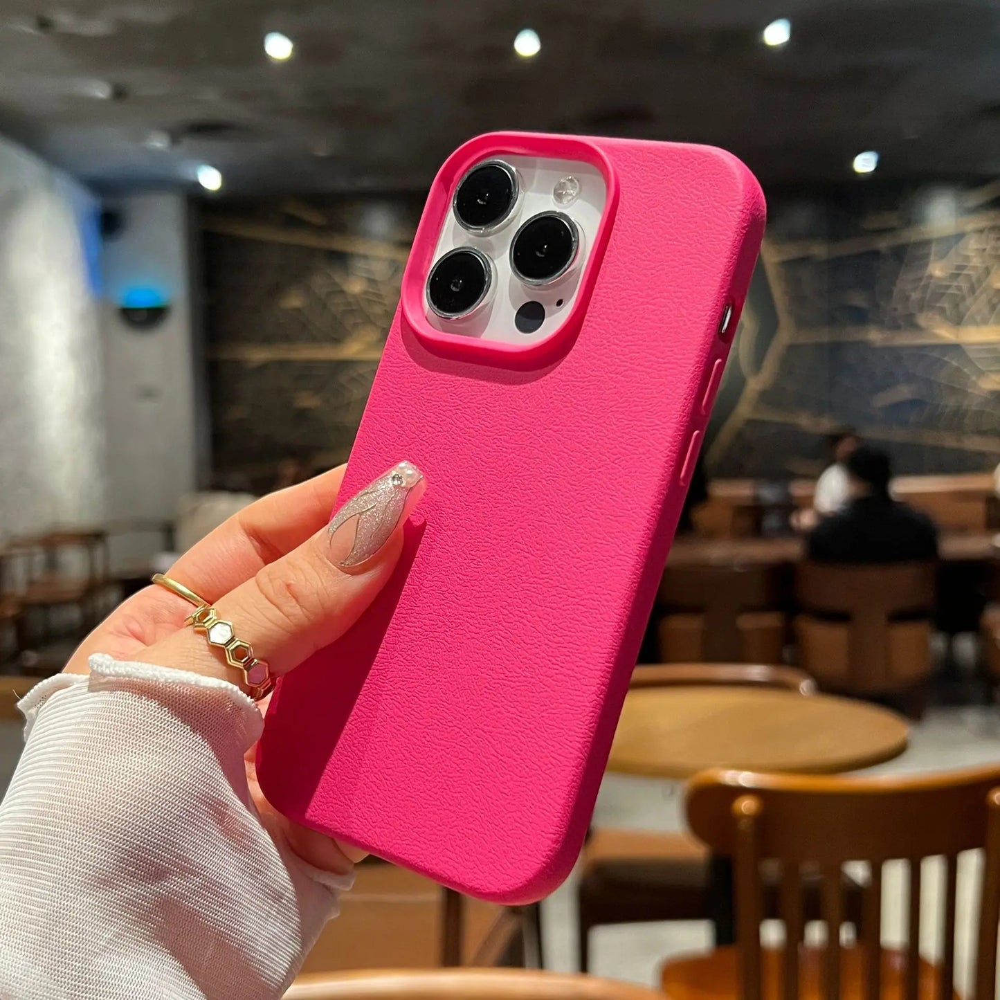 Luxury Silicone Litchi Lines Leather Phone Case