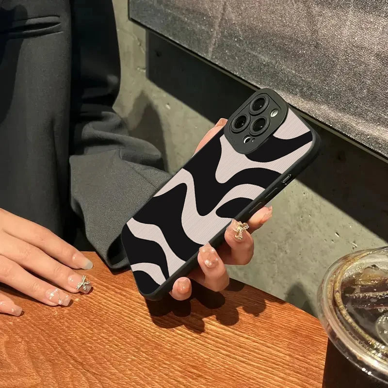 Fashion Zebra Stripes Lattice Pattern Silicone Phone Case