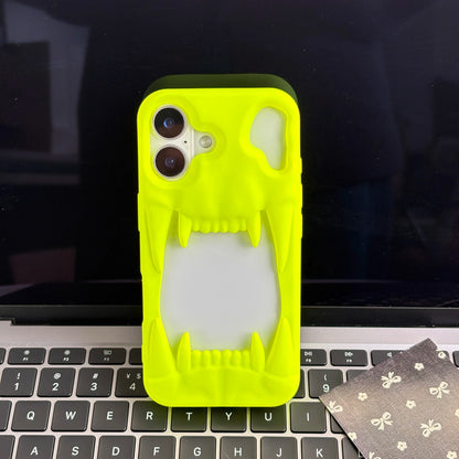 Bright Fluorescent Green Skull Hollow Out Skull Tusk Matte Bright Color Phone Case