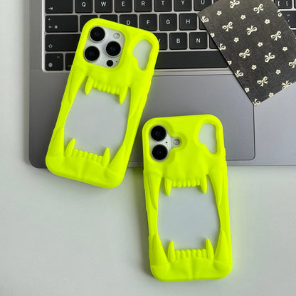 Bright Fluorescent Green Skull Hollow Out Skull Tusk Matte Bright Color Phone Case