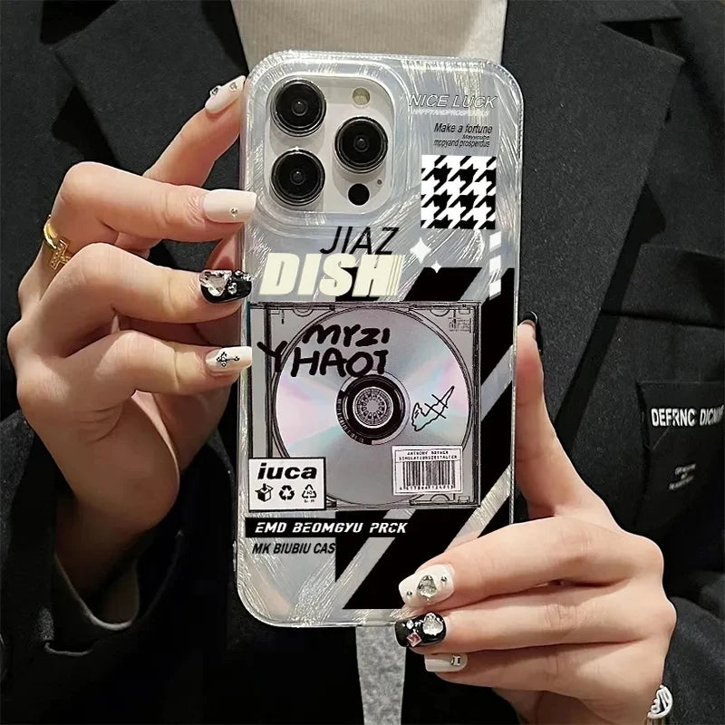 Retro Record Player Laser Silver Phone Case