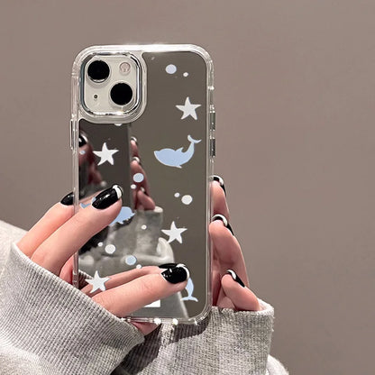 Cute Cat Luxury Plating Make Up Mirror Cover Phone Case