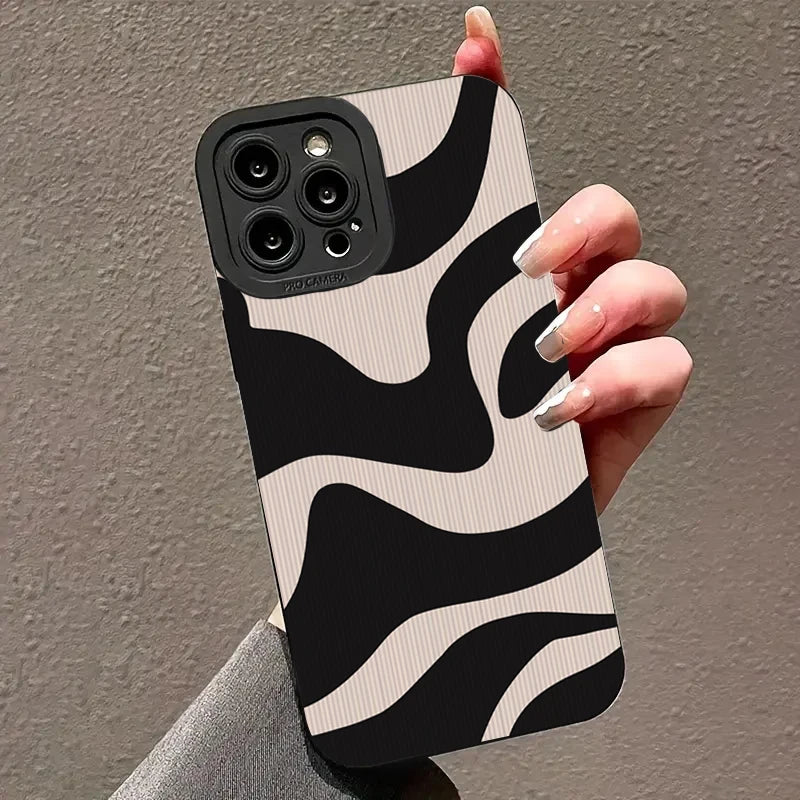 Fashion Zebra Stripes Lattice Pattern Silicone Phone Case
