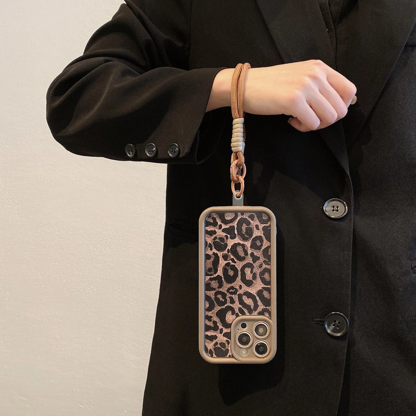 Leopard Print Pattern With Lanyard Phone Case