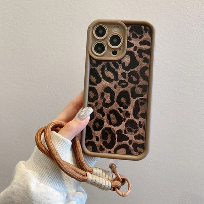 Leopard Print Pattern With Lanyard Phone Case