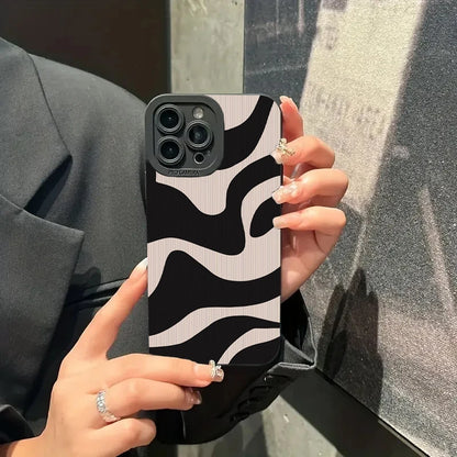 Fashion Zebra Stripes Lattice Pattern Silicone Phone Case