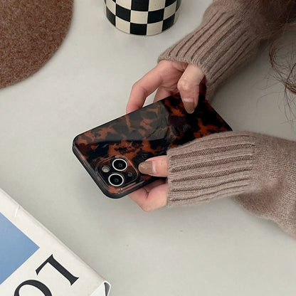 Stylish Dark Color Tortoiseshell Amber Soft Glossy Phone Case