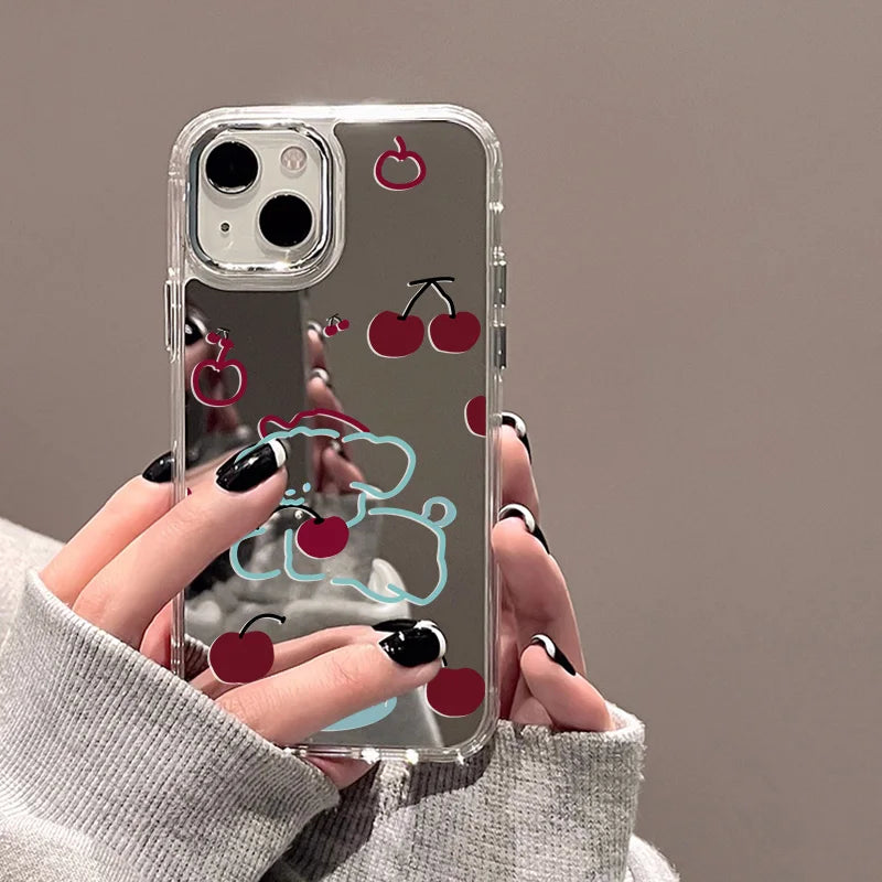 Cute Cat Luxury Plating Make Up Mirror Cover Phone Case