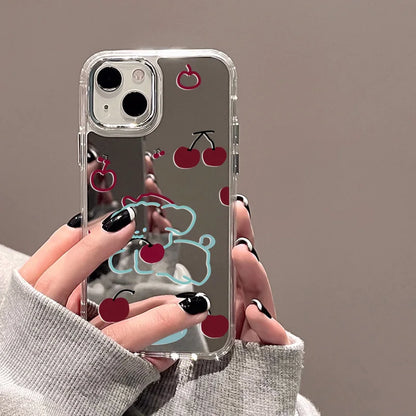 Cute Cat Luxury Plating Make Up Mirror Cover Phone Case