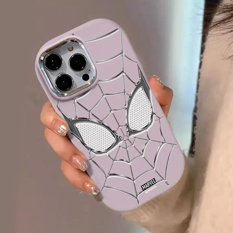 MINISO Marvel Spider Man Silver Spider Web Phone Case