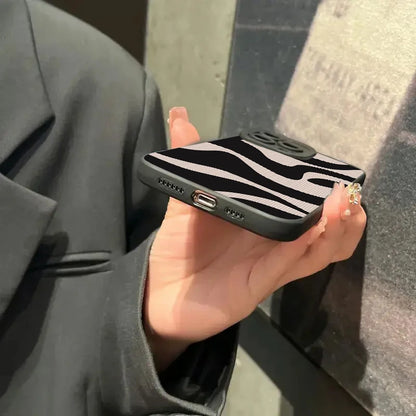 Fashion Zebra Stripes Lattice Pattern Silicone Phone Case
