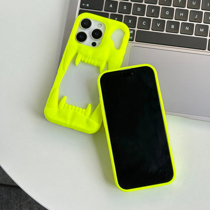 Bright Fluorescent Green Skull Hollow Out Skull Tusk Matte Bright Color Phone Case