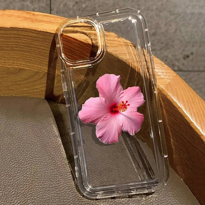 Realistic Lily Flower Print Clear Phone Case