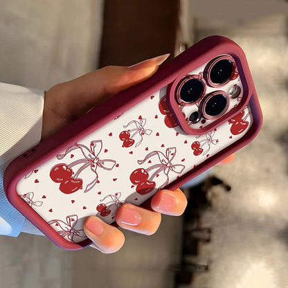 Valentines New Trendy Retro Heart Cherry Pattern Phone Case