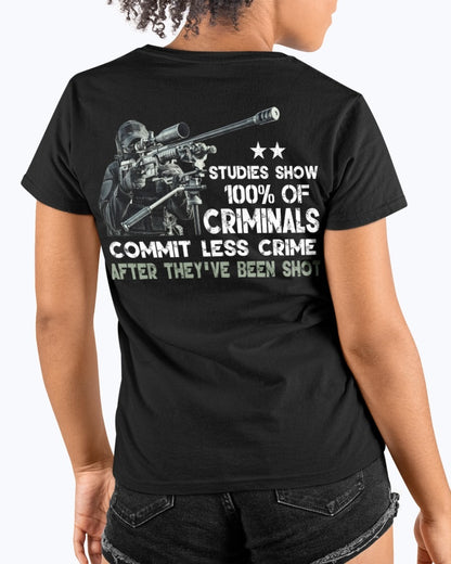 Studies Show 100% Of Criminals Commit Less Crime After They’ve Been Shot Shirt