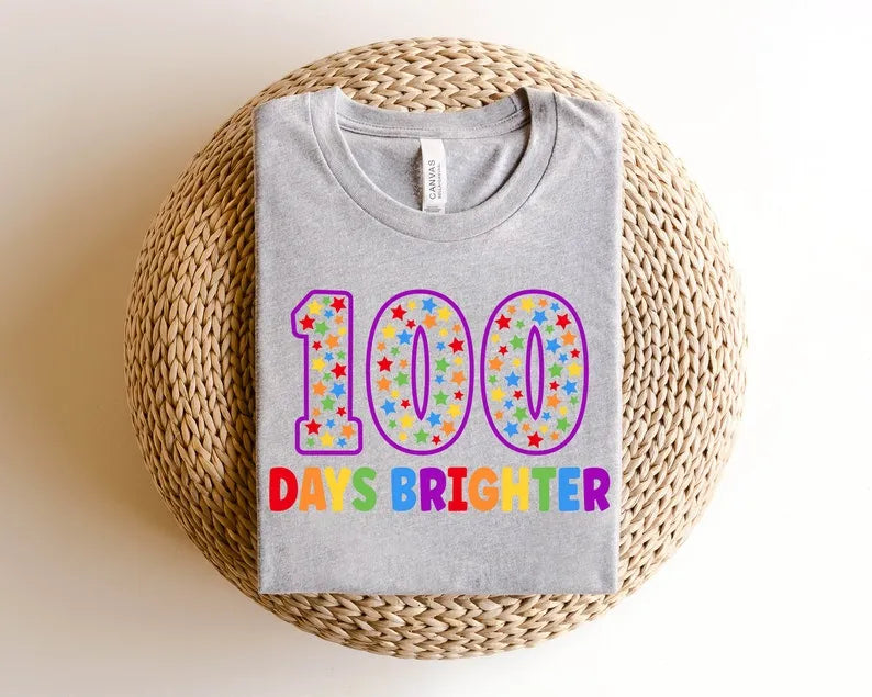 Teacher 100 Days Brighter, Teacher Shirt