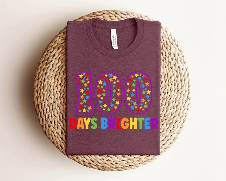 Teacher 100 Days Brighter, Teacher Shirt