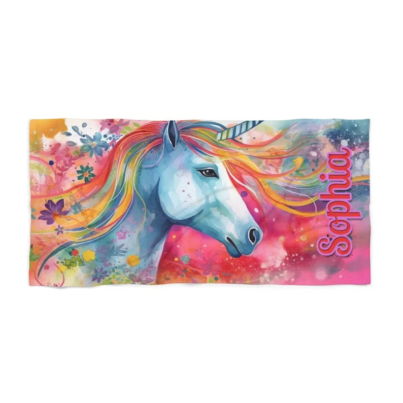 Unicorn Inspired Beach Towel For Girls Gift For Her Summer Pool Party Kids Beach Towel