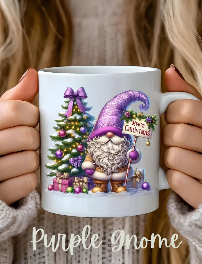 Christmas Gnomes Holiday Mug, Cute Gnome Mug, Christmas Lights Mug, Funny Christmas Gnome Mug