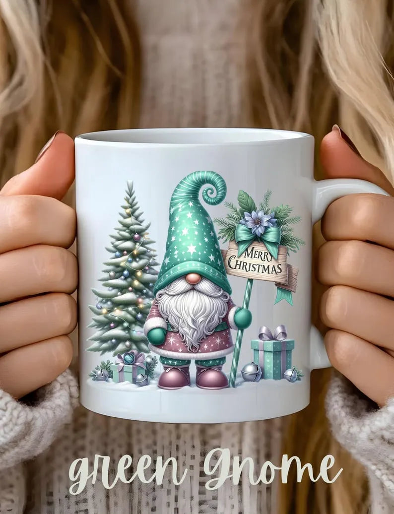 Christmas Gnomes Holiday Mug, Cute Gnome Mug, Christmas Lights Mug, Funny Christmas Gnome Mug