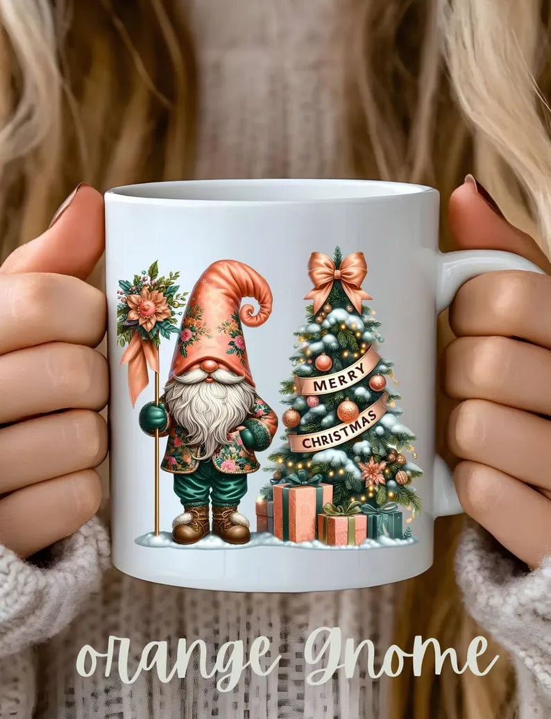 Christmas Gnomes Holiday Mug, Cute Gnome Mug, Christmas Lights Mug, Funny Christmas Gnome Mug