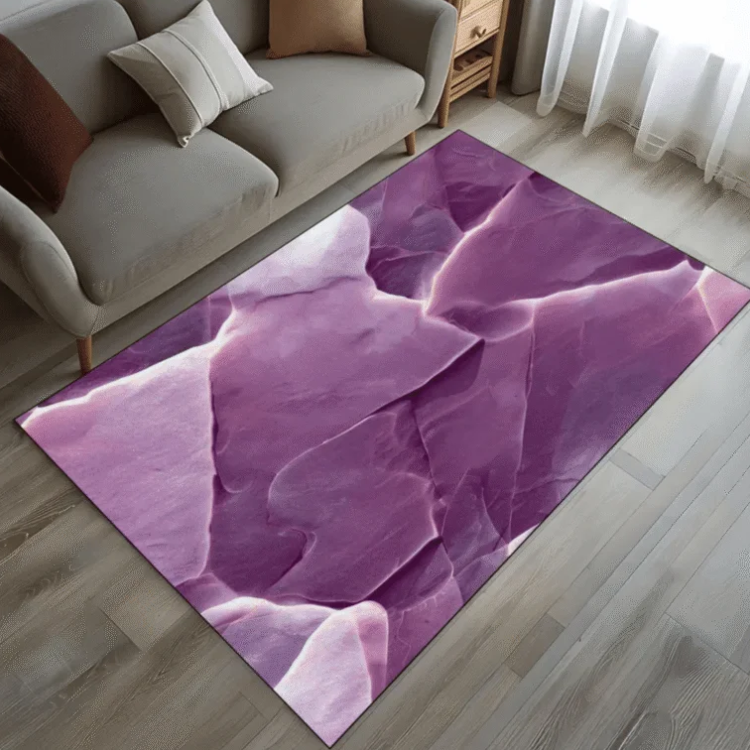 Pastel Purple Rock Texture Rug, Purple Stone Pattern Rug