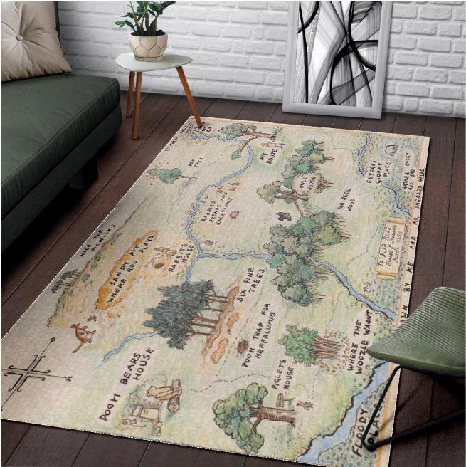 100 Acre Wood Map Winnie The Pooh Jungle Limited Edition Rug - Chussin | Home Decor Easily