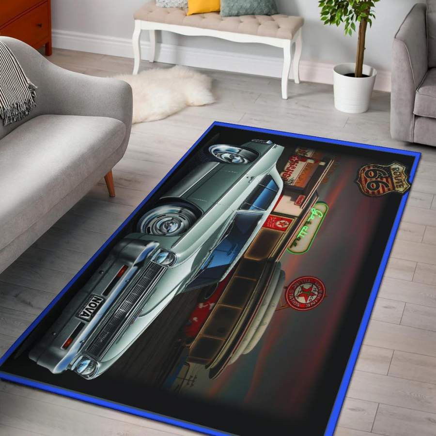 1966 Chevy Nova Route 66 Area Rug  Chussin | Home Decor Easily