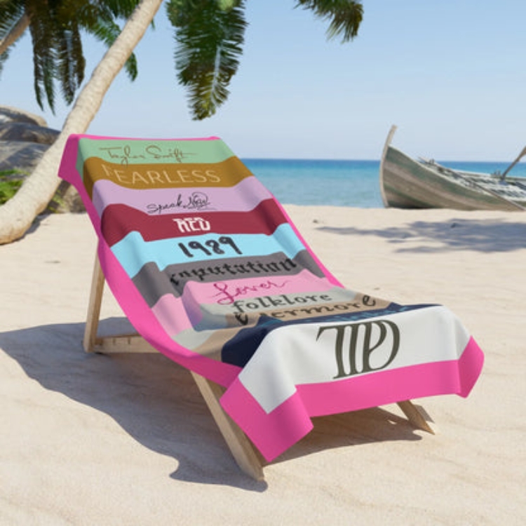 Taylor Swift Inspired Beach Towel, ALL Taylor Albums Beach Towel