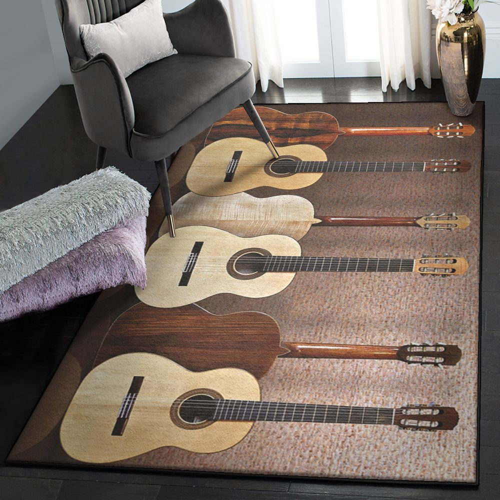 Acoustic electric Guitar Washable Area Rugs, Guitar Rug  Chussin | Home Decor Easily
